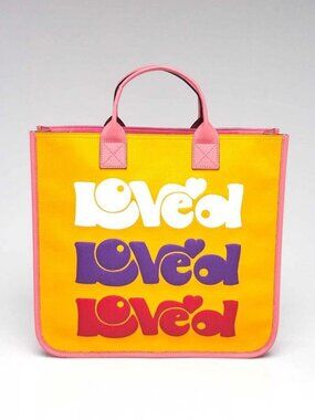 Gucci Pink/Yellow Coated Canvas Rainbow "Loved" Children's Tote Bag